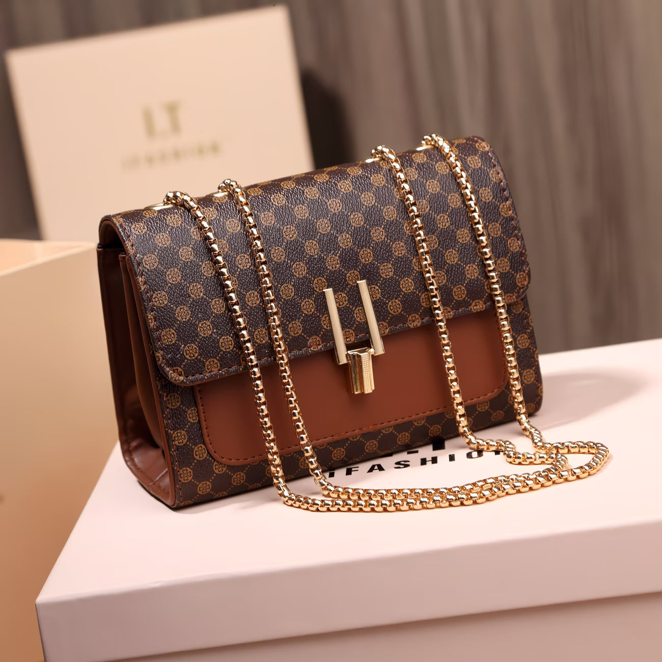 Polka Dot Chain Crossbody Bag