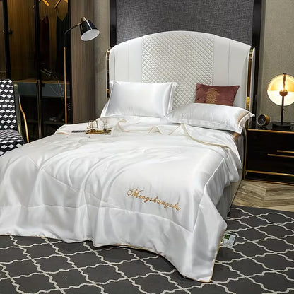 Luxury Solid Color Embroidered Comforter Set – Ultra Soft Breathable Cooling Bedding