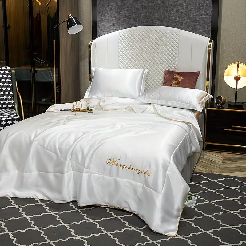 Luxury Solid Color Embroidered Comforter Set – Ultra Soft Breathable Cooling Bedding