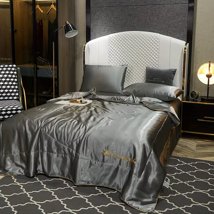 Luxury Solid Color Embroidered Comforter Set – Ultra Soft Breathable Cooling Bedding