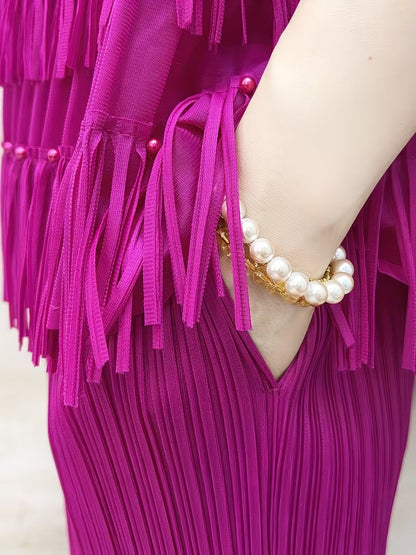 Effortless Style Plus Size Ruffle Tassel Skirt Co-Ord Set