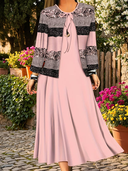 Floral Breeze Layered Dress Set with Jacket
