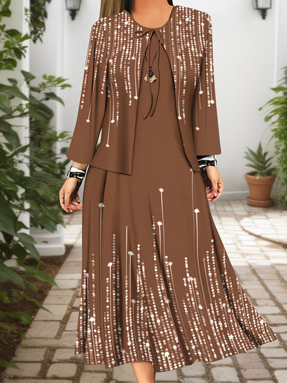 Floral Breeze Layered Dress Set with Jacket
