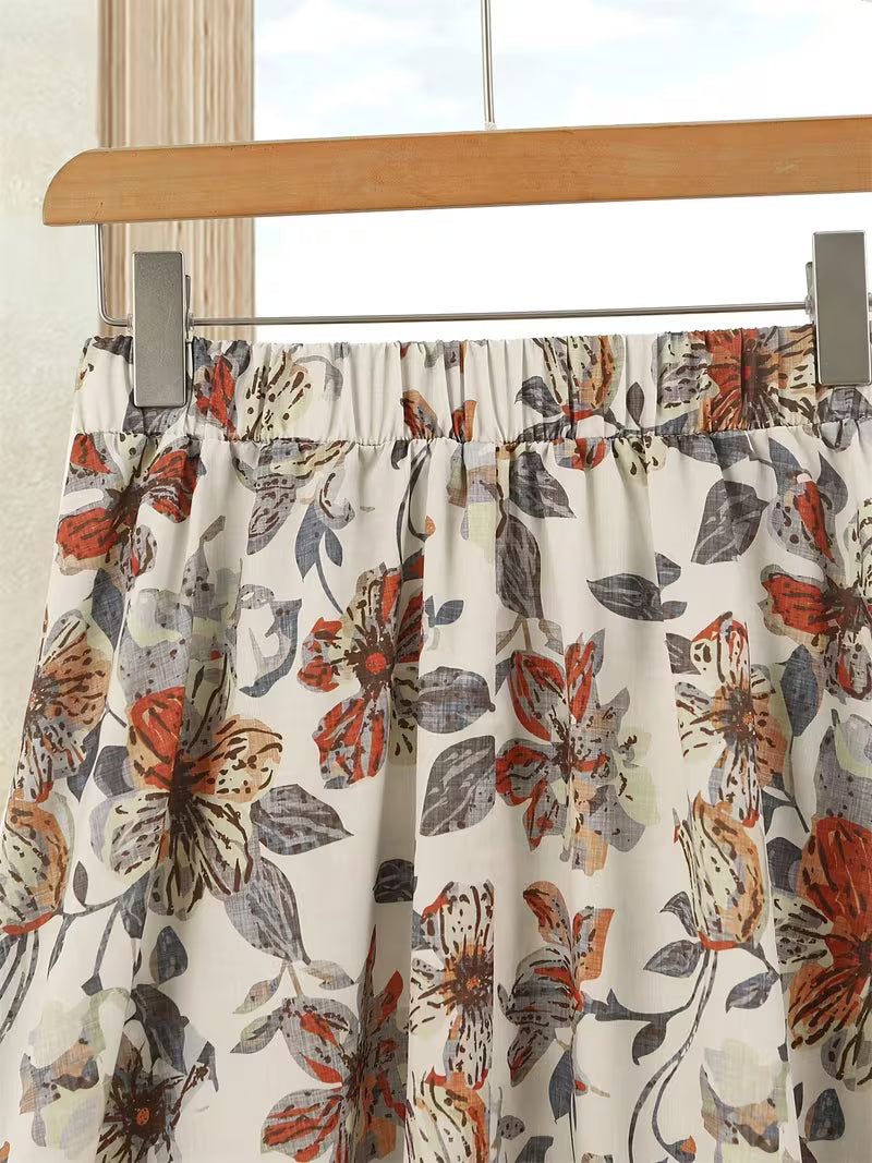 Boho Breeze Vintage Top & Printed Skirt Set