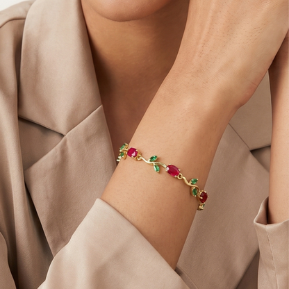 Red Green Tulip Bracelet