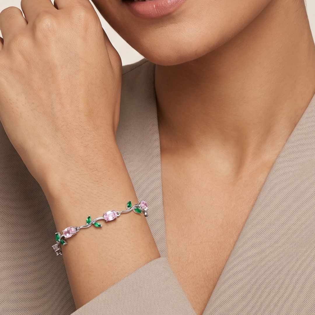 Pink Green Tulip Bracelet