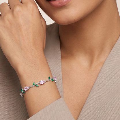 Pink Green Tulip Bracelet