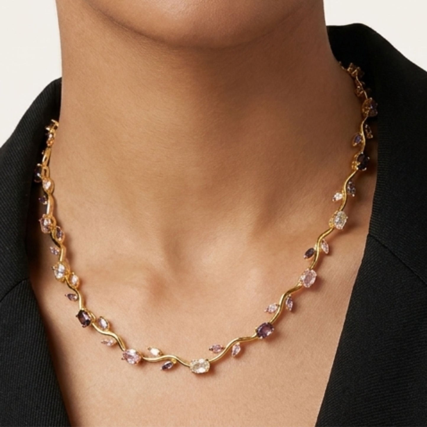 Blush Bloom Pink-Purple Tulip Necklace