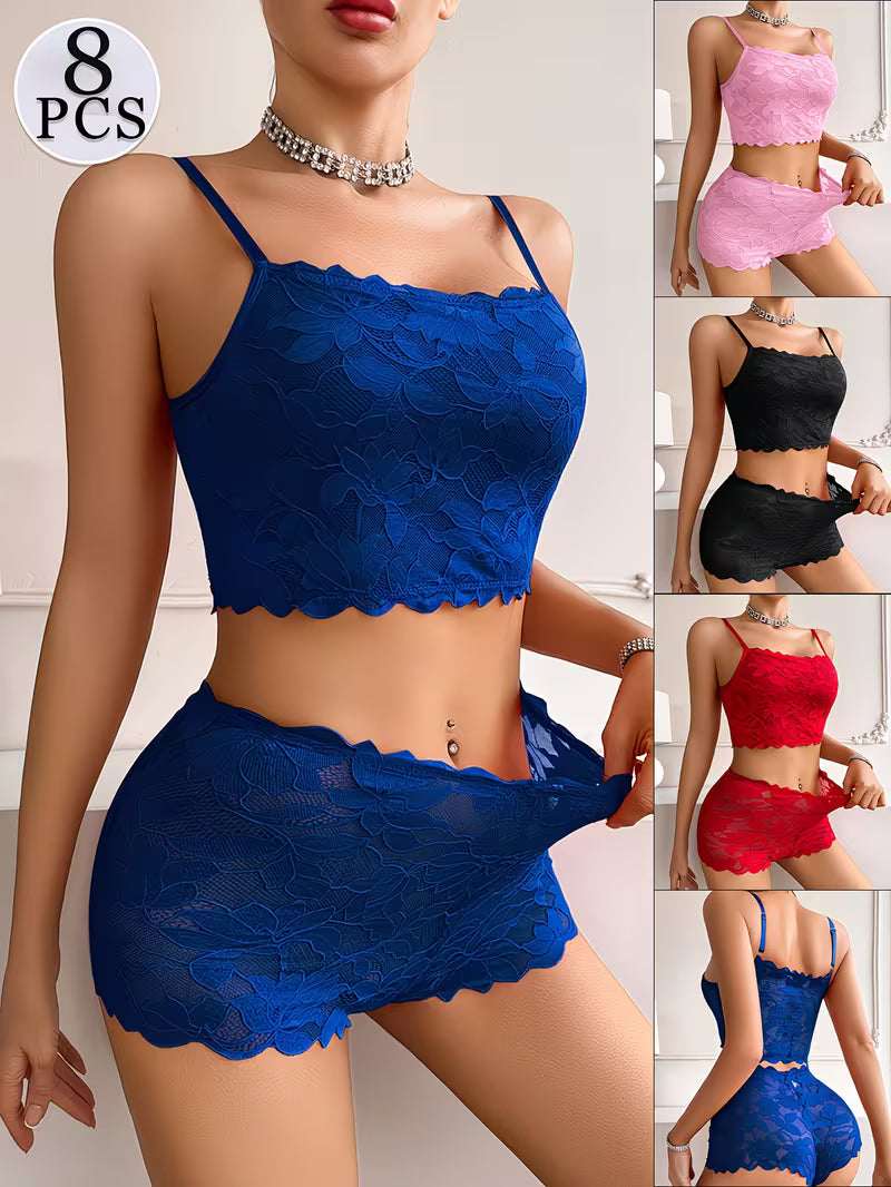 Luxury French Lace Lingerie Set (8PCS)
