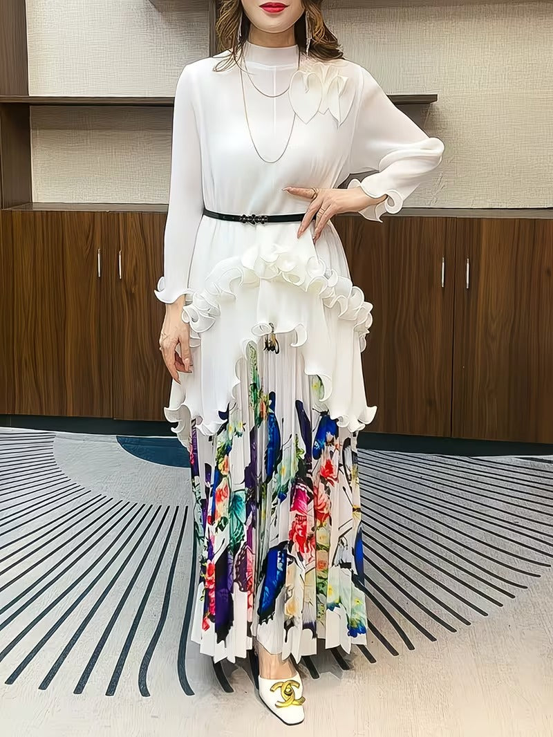 Modest Luxe Plus Size Ruffle Edge Pleated Co-Ord Set