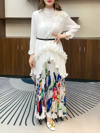 Modest Luxe Plus Size Ruffle Edge Pleated Co-Ord Set