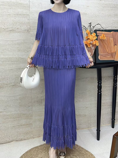 Effortless Style Plus Size Ruffle Tassel Skirt Co-Ord Set