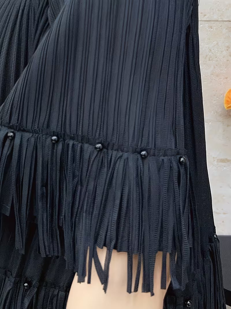 Effortless Style Plus Size Ruffle Tassel Skirt Co-Ord Set