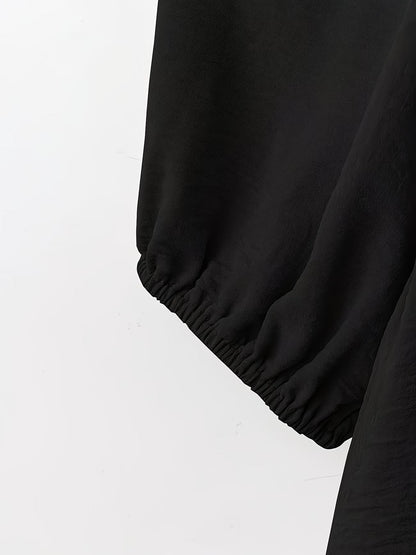 Curvy Chic Tie-Up Blouse & Wide-Leg Pants Co-Ord Set