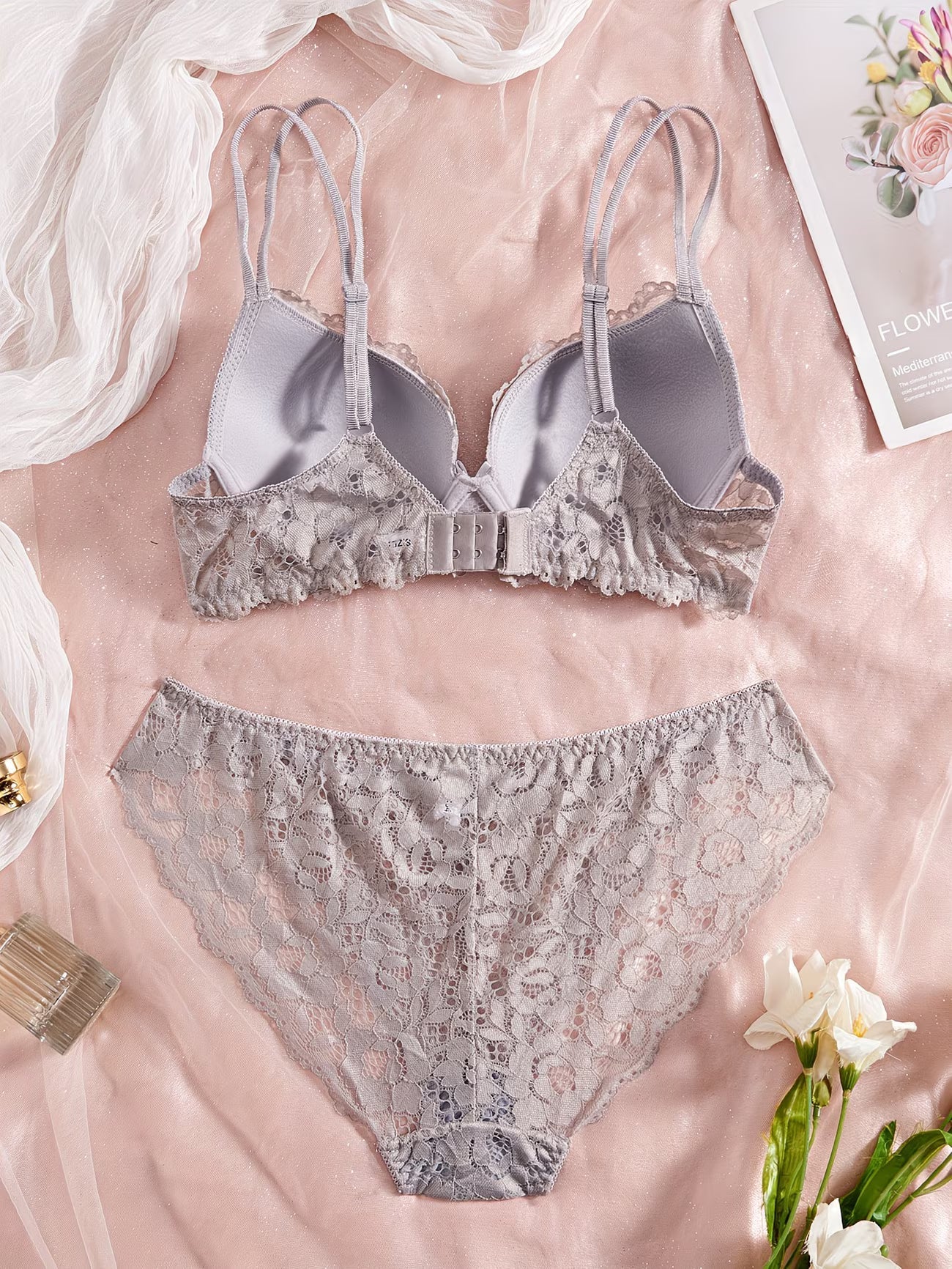 Pack of 6  Women’s Floral Lace Bra & Panty Set  Comfortable & Sexy Lingerie