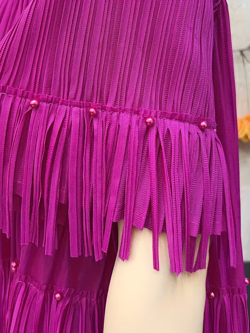 Effortless Style Plus Size Ruffle Tassel Skirt Co-Ord Set