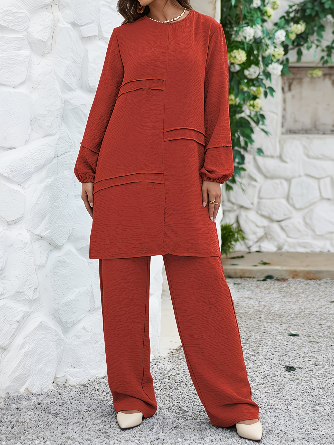 Timeless Twin-Stripe Abaya Two-Piece Set