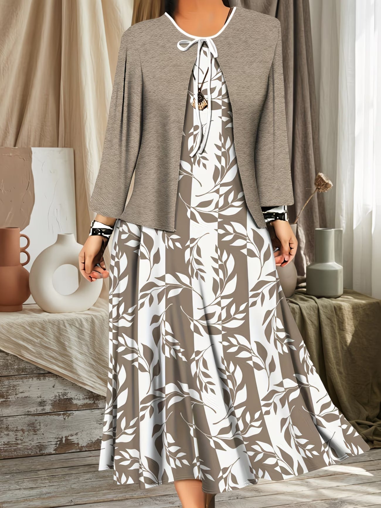 Floral Breeze Layered Dress Set with Jacket