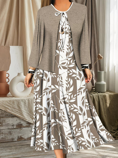 Floral Breeze Layered Dress Set with Jacket