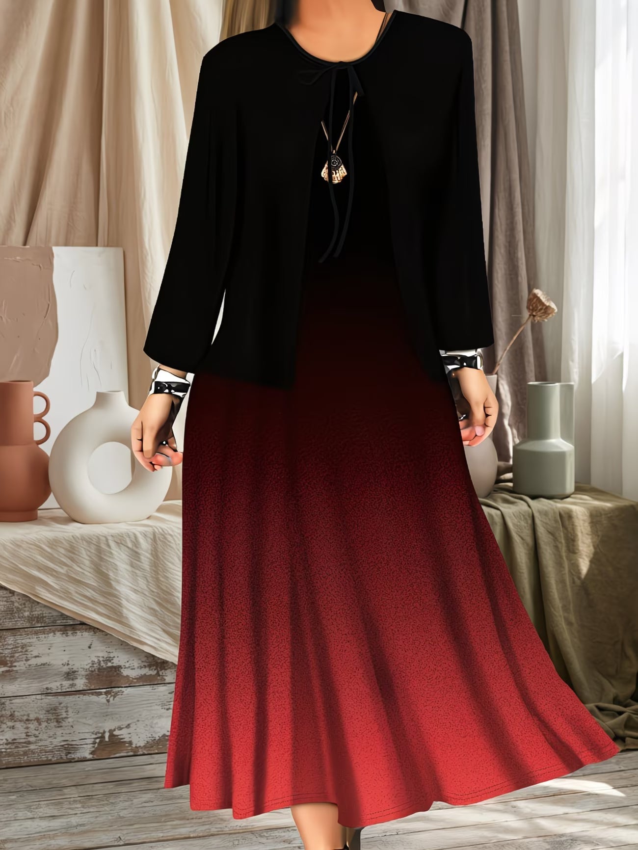 Floral Breeze Layered Dress Set with Jacket