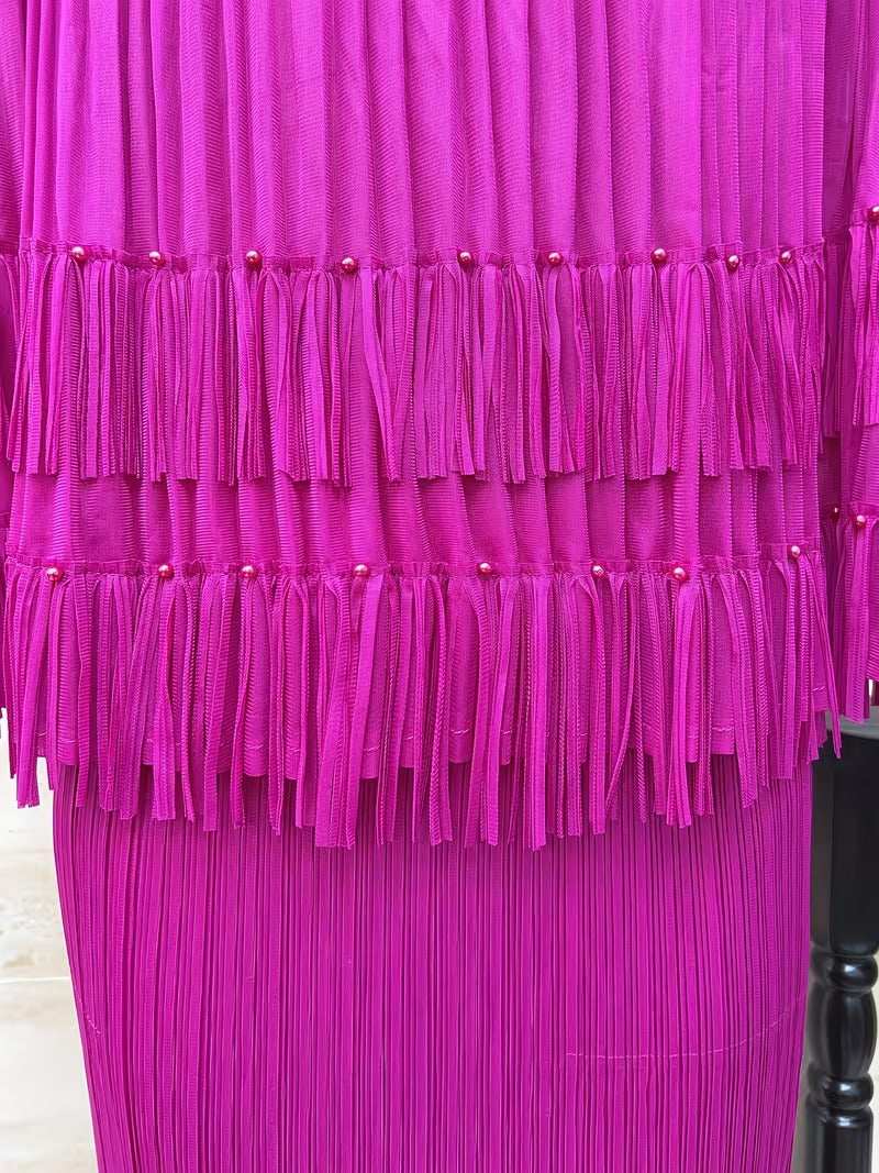 Effortless Style Plus Size Ruffle Tassel Skirt Co-Ord Set