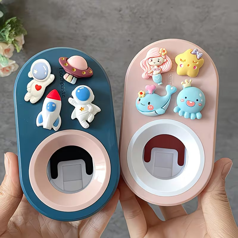 Automatic Toothpaste Squeezer with Cute Cartoon Holder