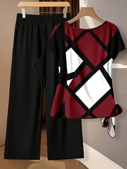 Artistic Vintage Print Two-Piece Outfit