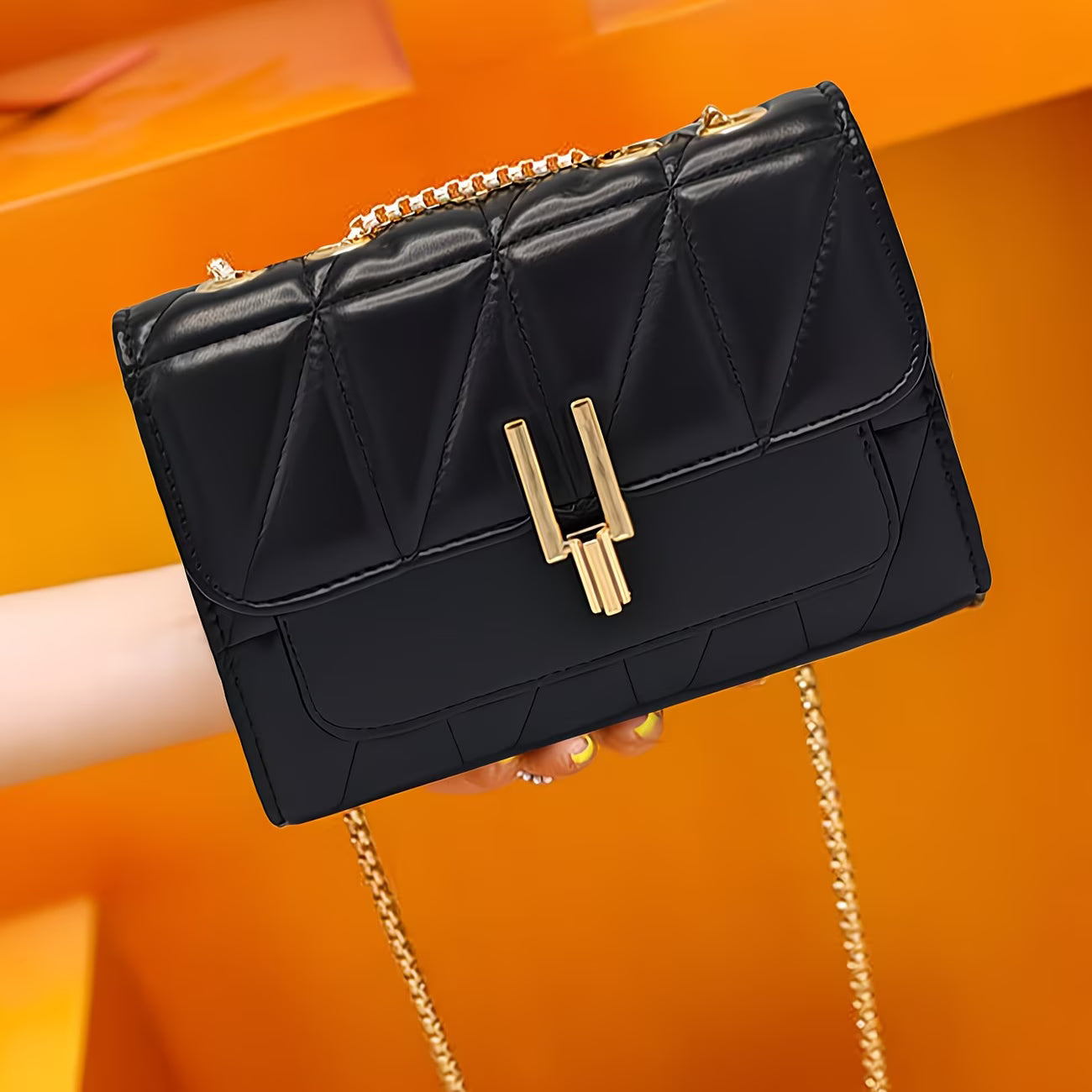 Fashion Chain PU Small Square Crossbody Bag