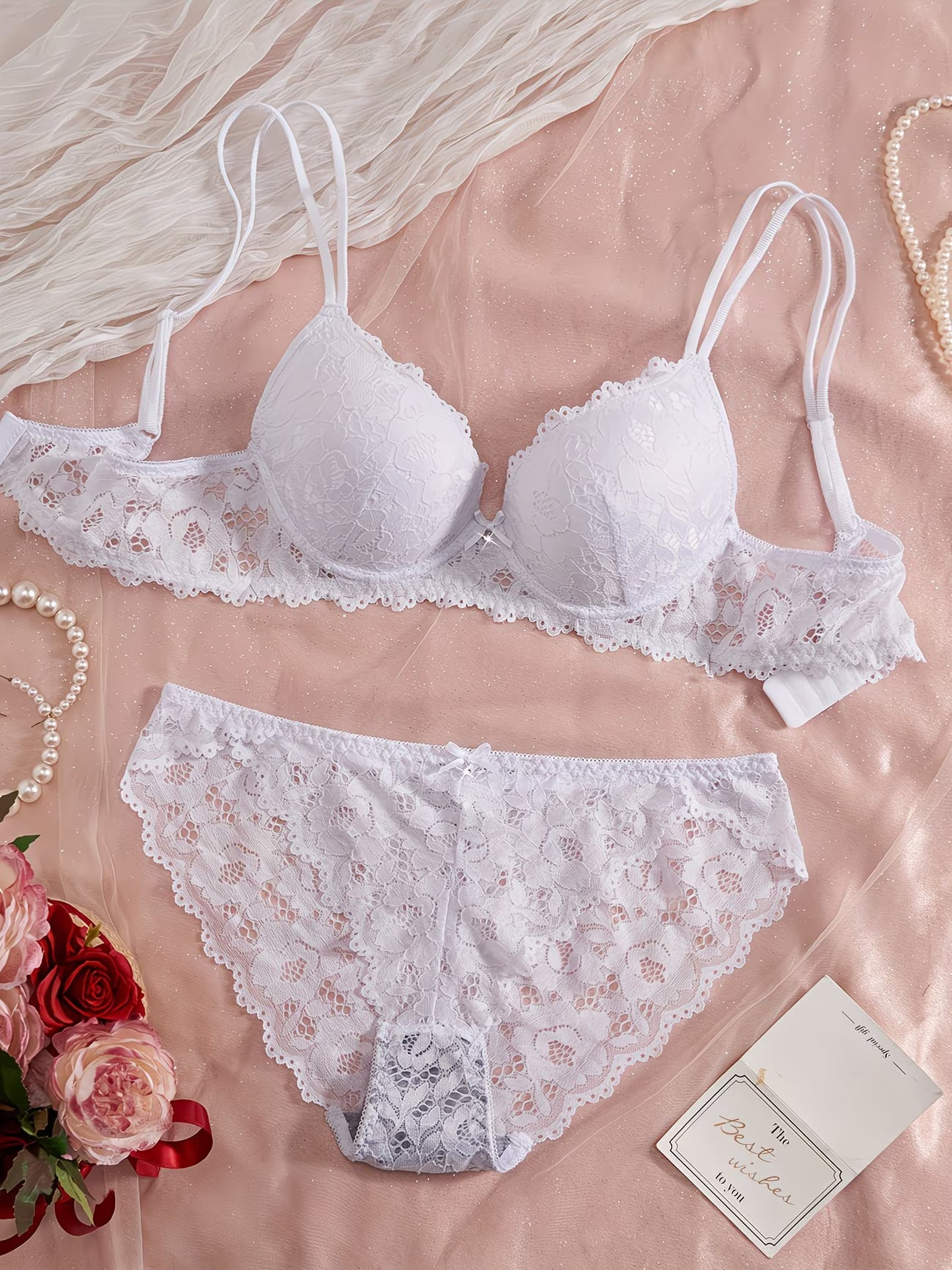 Pack of 6  Women’s Floral Lace Bra & Panty Set  Comfortable & Sexy Lingerie