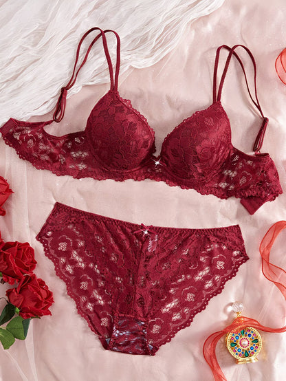 Pack of 6  Women’s Floral Lace Bra & Panty Set  Comfortable & Sexy Lingerie