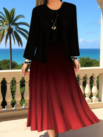 Floral Breeze Layered Dress Set with Jacket