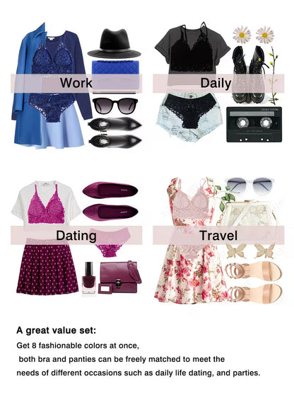 Luxury French Lace Lingerie Set (8PCS)