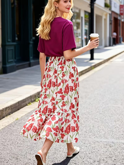 Boho Breeze Vintage Top & Printed Skirt Set
