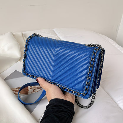 Minimalist Herringbone Flap Chain Bag
