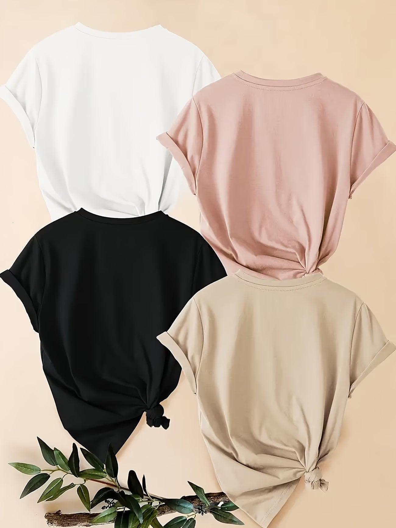 4PCS Women’s Vintage Valentine Print T-Shirts – Short Sleeve Round Neck Casual Tees
