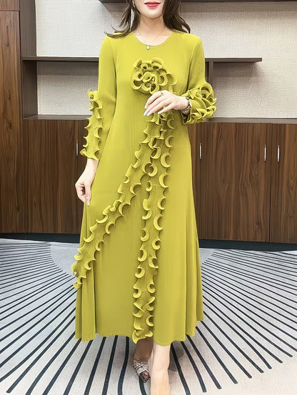 Modern Plus Size Pleated Dress with Relaxed Comfort Fit