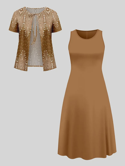 Ethnic Fusion Jacket & Skirt Set – Spring Autumn Comfort Wear
