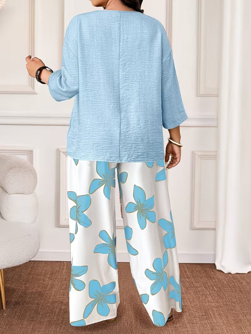 Timeless Parisian Style Plus Size Printed Casual Outfit