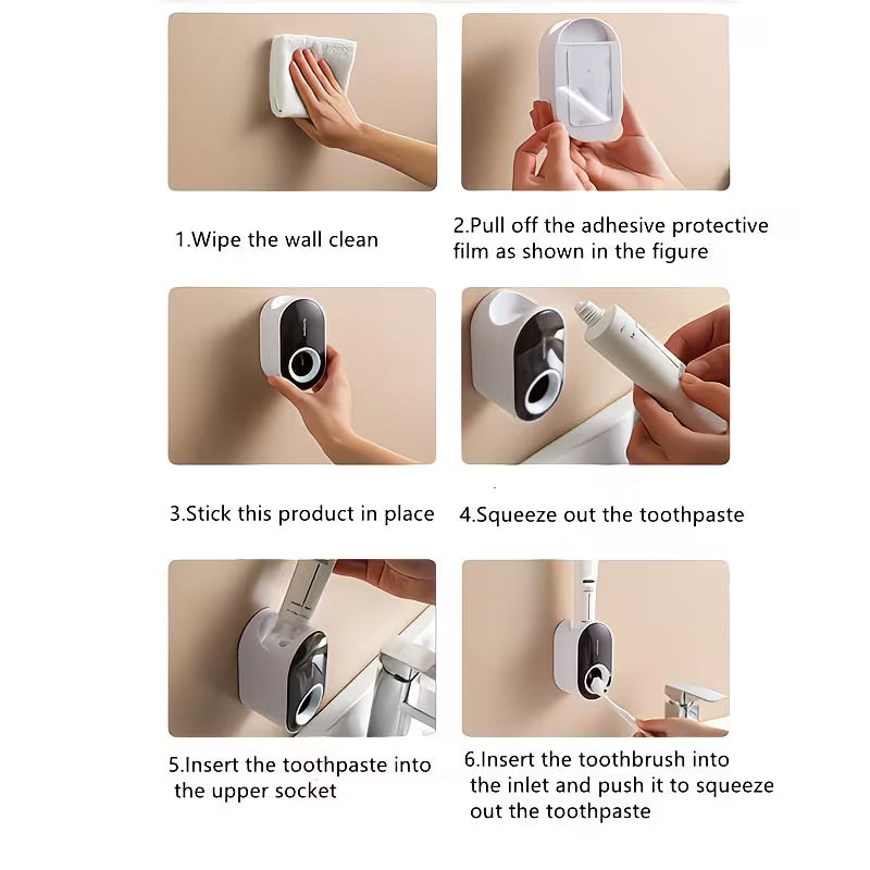 Automatic Toothpaste Squeezer with Cute Cartoon Holder