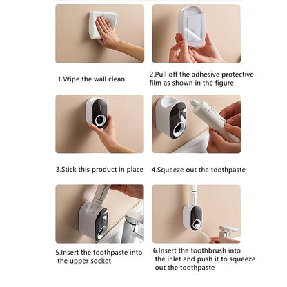 Automatic Toothpaste Squeezer with Cute Cartoon Holder