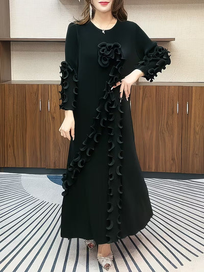 Modern Plus Size Pleated Dress with Relaxed Comfort Fit