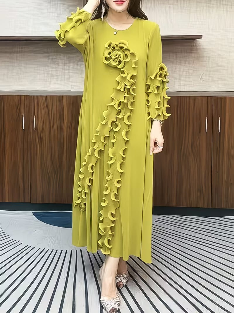 Modern Plus Size Pleated Dress with Relaxed Comfort Fit