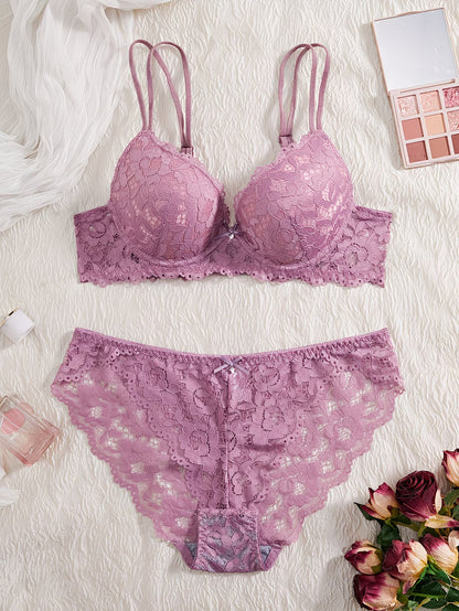 Pack of 6  Women’s Floral Lace Bra & Panty Set  Comfortable & Sexy Lingerie