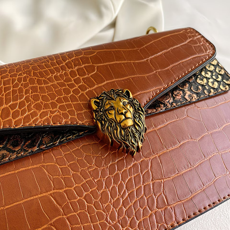 Vintage Crocodile Print Crossbody Bag