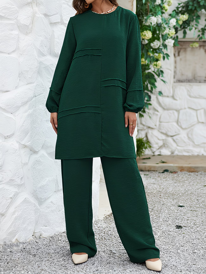 Timeless Twin-Stripe Abaya Two-Piece Set