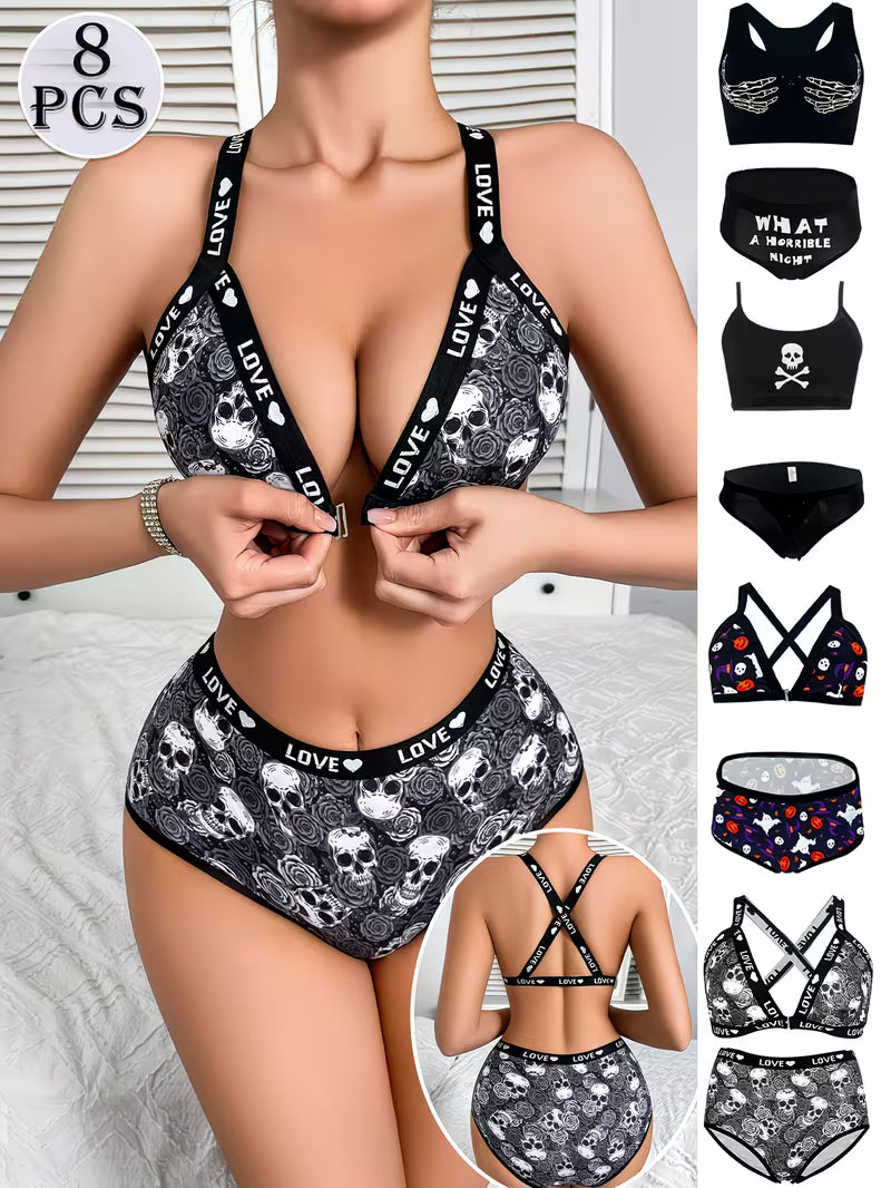 Luxury French Lace Lingerie Set (8PCS)
