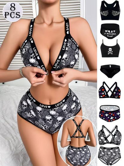 Luxury French Lace Lingerie Set (8PCS)