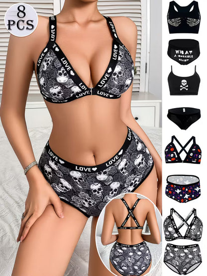 Luxury French Lace Lingerie Set (8PCS)