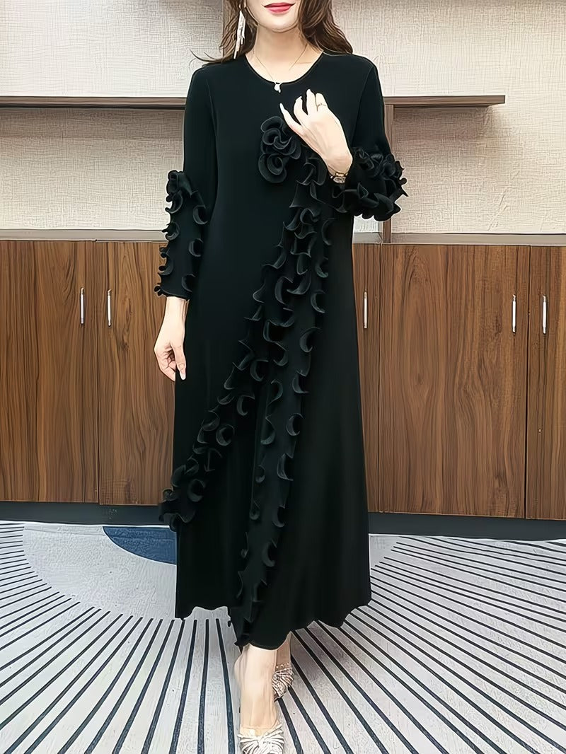 Modern Plus Size Pleated Dress with Relaxed Comfort Fit