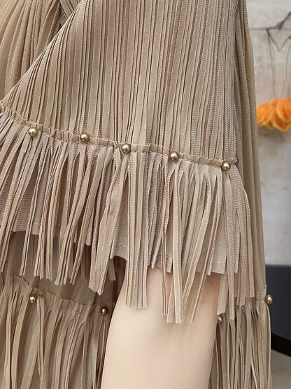 Effortless Style Plus Size Ruffle Tassel Skirt Co-Ord Set